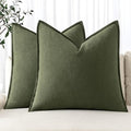 MIULEE Decorative Linen Euro Sham Pillow Covers 28x28 Inch Dark Olive Green by MIULEE