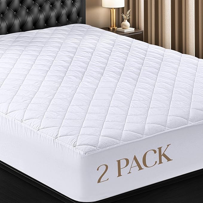 Utopia Bedding 2 Pack Quilted Fitted Mattress Pad, Full Size, Elastic Fitted by UTOPIABEDDING