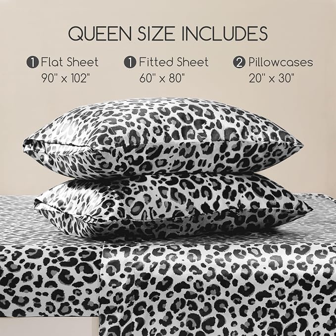 MR&HM Satin Sheets with Elastic Corner Straps, Queen Size Sheets Set - Image 7