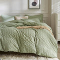 JELLYMONI Light Green Duvet Cover King Size, Soft Breathable Seersucker Duvet by JELLYMONI