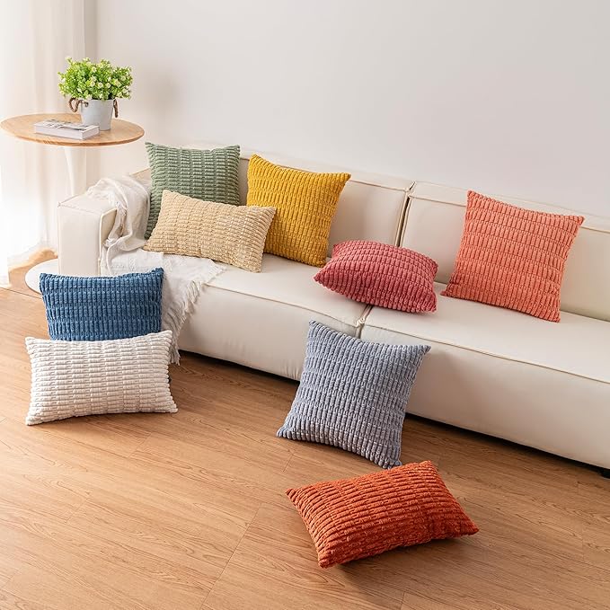 Aegero Pack of 2 Corduroy Decorative Throw Pillow Covers 12x24 Inch Soft - Image 5
