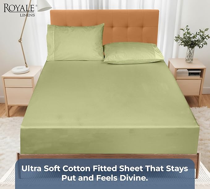 Royale Linens 100% Organic Cotton Fitted Sheet - Image 5