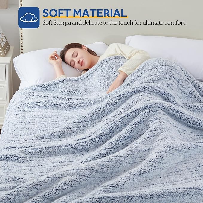 Sealy Electric Blanket Twin Size, Soft Sherpa Heated Blanket Single Control - Image 3