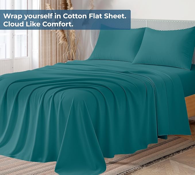 Royale Linens 100% Organic Cotton Full Flat Sheet Only - Image 2