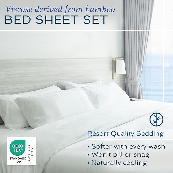 Hotel Sheets Direct 3 Piece Bed Sheet Set Twin Size, 100% Viscose Derived from - Image 2