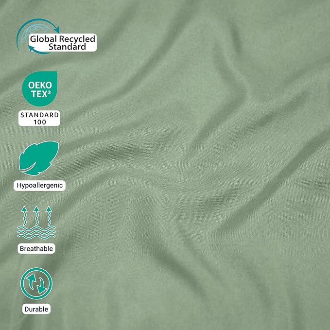 ZPECC Twin Flat Sheet Only 1 Pack, Durable Sage Green Top Bed Sheets - Image 2