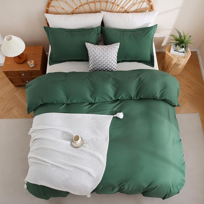 JSD Hunter Green Duvet Cover Set Twin Size, 2 Piece Microfiber Kids Duvet Cover - Image 8