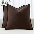 MIULEE Decorative Linen Euro Sham Pillow Covers 26x26 Dark Brown Boho Farmhouse by MIULEE