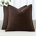 MIULEE Decorative Linen Euro Sham Pillow Covers 22x22 Inch Dark Brown Boho by MIULEE