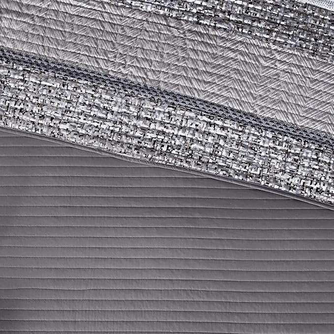 Madison Park Queen Quilt Set Lustrous Jacquard & Glitter Accent Coverlet Set - Image 19