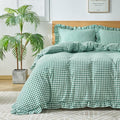 Gingham Duvet Cover Twin Size, 2 Pieces Soft Breathable Microfiber Plaid by Kisswish