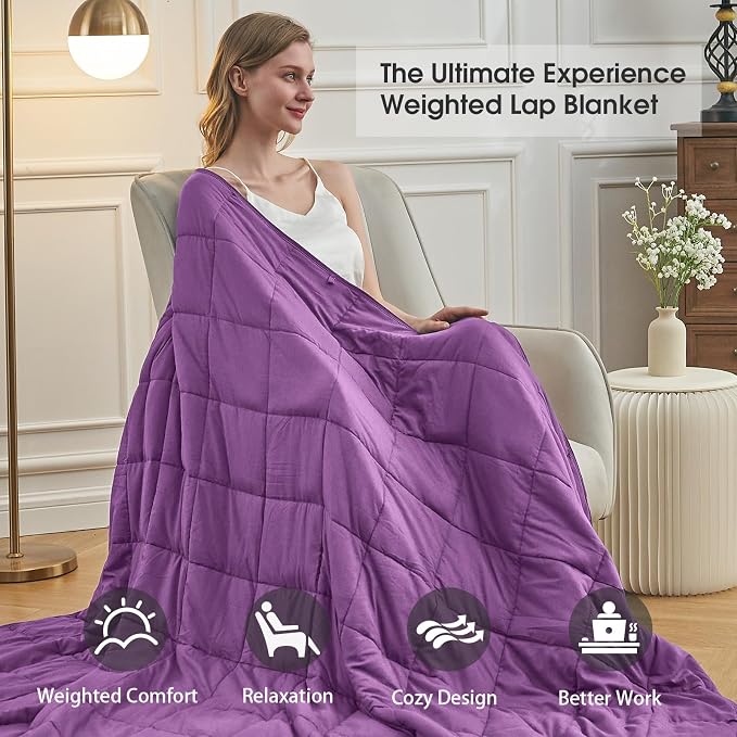 Purple Weighted Blanket for Adults 15lbs, Twin Full Size Cooling Heavy Throw - Image 3