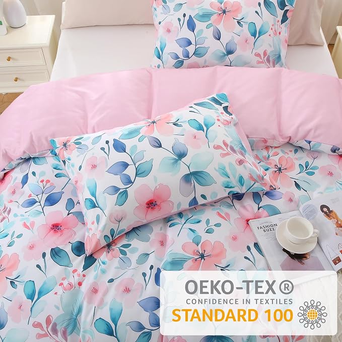 MUXHOMO Duvet Cover Queen Size, Reversible Floral Vintage Duvet Cover Set - Image 2