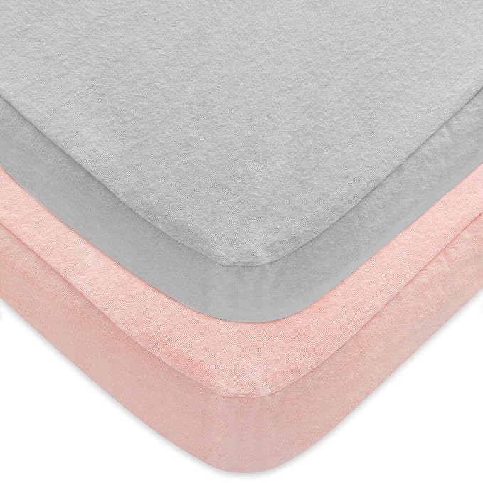 Pack and Play Sheets 2 Pack, 100% Cotton Flannel, Fitted Portable Mini Crib by Moonsea
