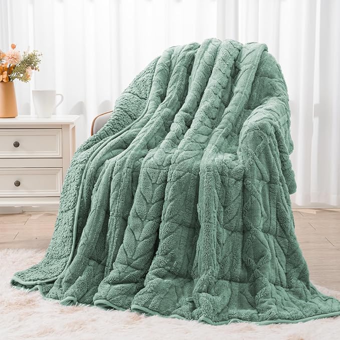 Wemore Jacquard Fleece Weighted Blanket Queen Size 60" x 80" 15lbs, Ultra Soft by WemoreDirect