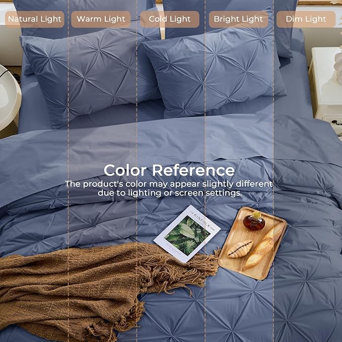 Sasttie Full Size Comforter Set, 7-Piece Bed in a Bag Double, Pintuck Bedding - Image 8