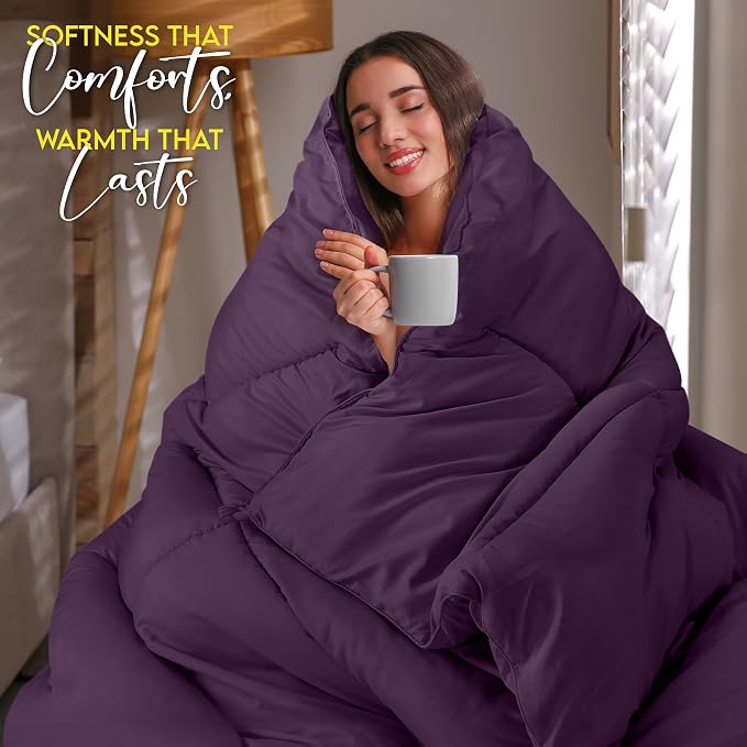 Utopia Bedding Twin Comforter Duvet Insert, Quilted Plum Comforter - Image 3