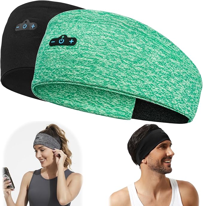BORAYDA 2-Pack Bluetooth Headband, 18 Hours Play Time, HD Stereo, Built-in by BORAYDA