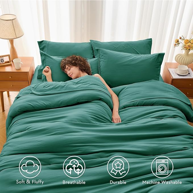 MUXHOMO 7 Pieces Queen Comforter Set, Soft Bed in a Bag Queen Size, All Season - Image 3