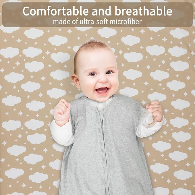GUNTAIL Pack and Play Sheets Fitted, 2 Pack Pack n Play Sheets - Image 5
