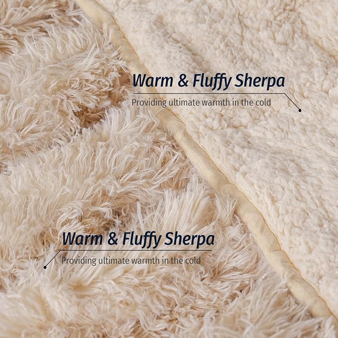 Wemore Shaggy Long Fur Faux Fur Weighted Blanket, Cozy and Plush Sherpa Long - Image 2