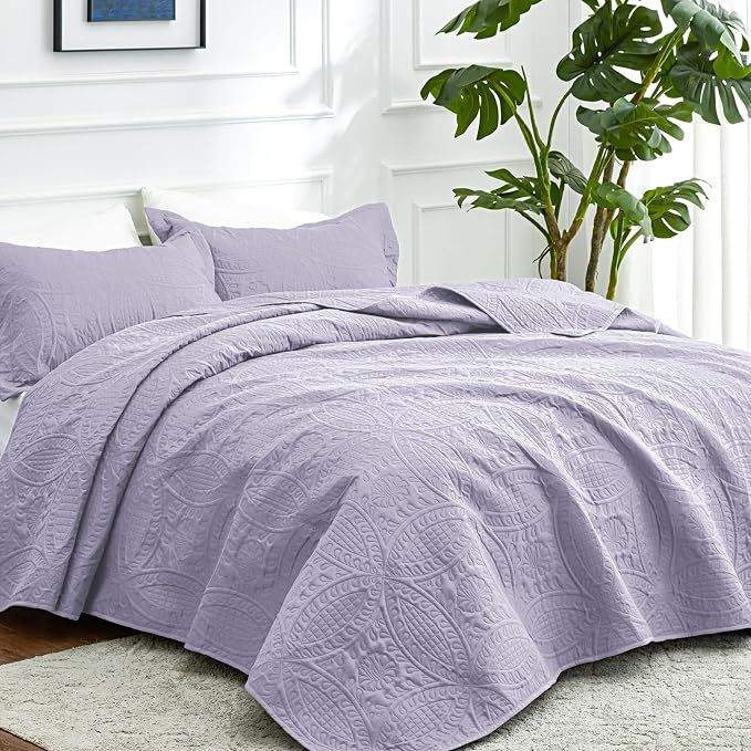 Love's cabin Oversized King Size Quilt Bedding Set Lavender Bedspreads - Image 2