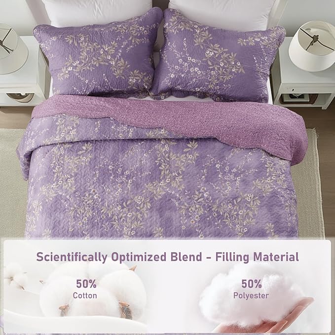 GOONE Twin Quilt Set 68"x86", Lightweight Washed Coverlet, Reversible Spring & - Image 2