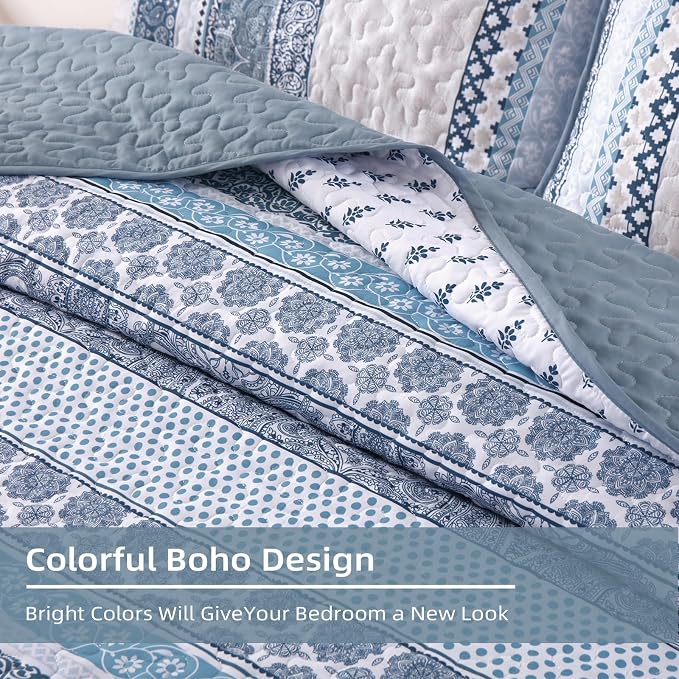 WONGS BEDDING Boho Quilt Set California King Size, Lightweight Bedspread - Image 8