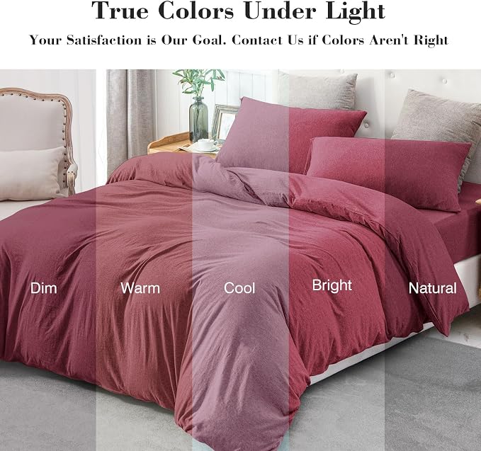 PURE ERA Jersey Knit Duvet Cover Set 100% T-Shirt Cotton Super Soft Comfy 3pc - Image 5