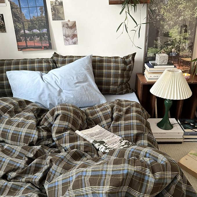 mixinni Vintage Buffalo Plaid Duvet Cover Set Queen Size - Image 6