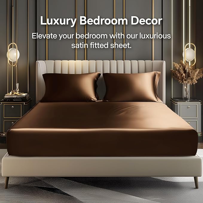 BEDELITE Satin Fitted Sheet and Pillowcases Set, Luxury Soft Similar to Silk - Image 2