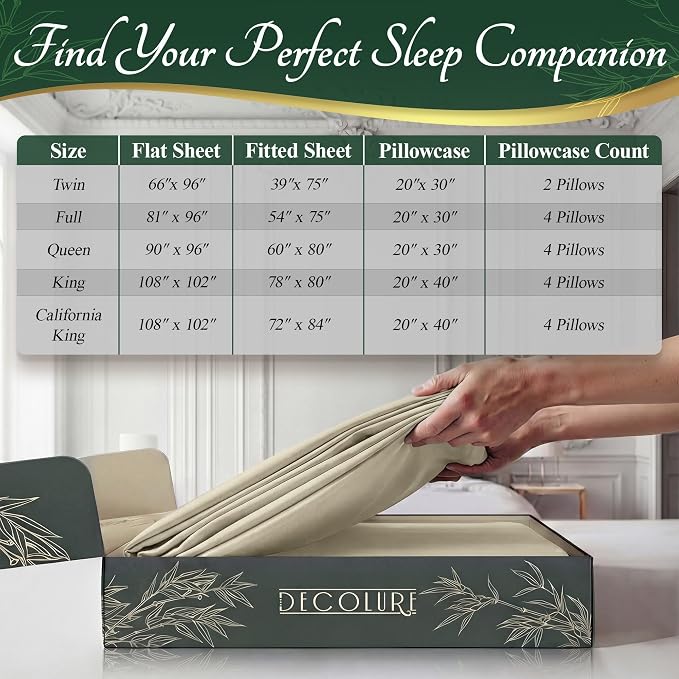 DECOLURE 100% Viscose Derived from Bamboo Sheets California King Size - Image 8