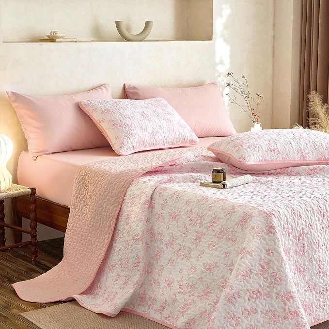 Wake In Cloud - Floral Quilt Set, Shabby Chic Coquette Cottagecore Vintage - Image 4