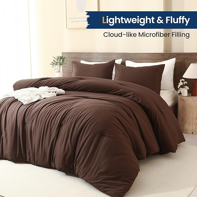 Paxrac Brown Oversized Queen Comforter Set 98x98In, 3 Pieces Comforter Set - Image 3