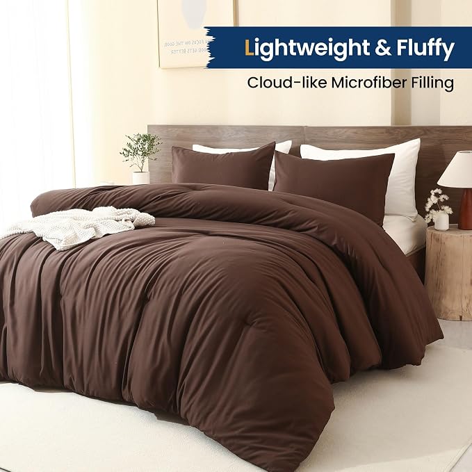 Paxrac Brown Oversized King Comforter Set 120x98In, 3 Pieces Comforter Set - Image 3