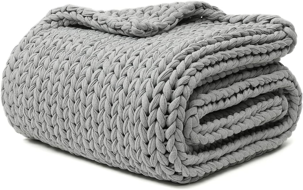YnM 100% Cotton Weighted Blanket, Handmade Chunky Knitted Throw, No fillers by YNM