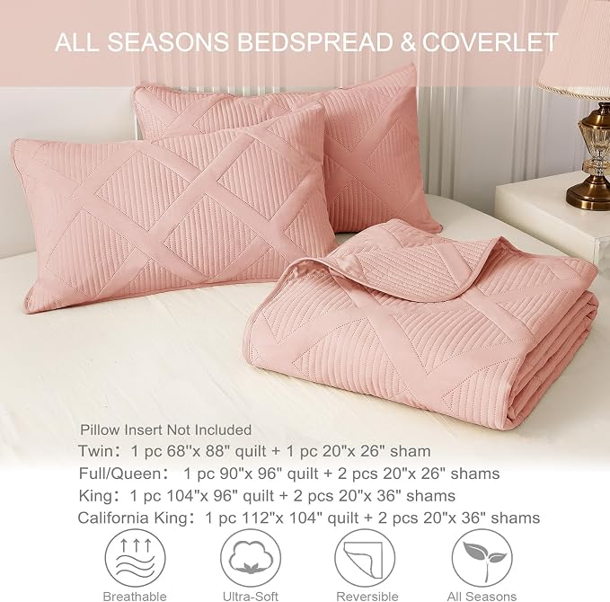 Exclusivo Mezcla King Quilt Set- Blush Pink Quilts Bedding Set - Image 6