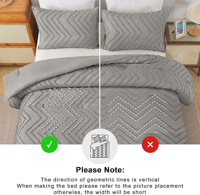 Andency Medium Grey Twin/Twin XL Comforter Set, Twin Bed Comforter - Image 5