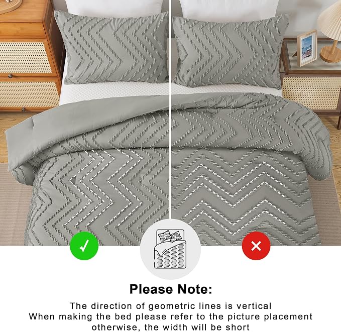 Andency Medium Grey Comforter Set Full Size, Boho Grey Soft Warm Bedding - Image 5