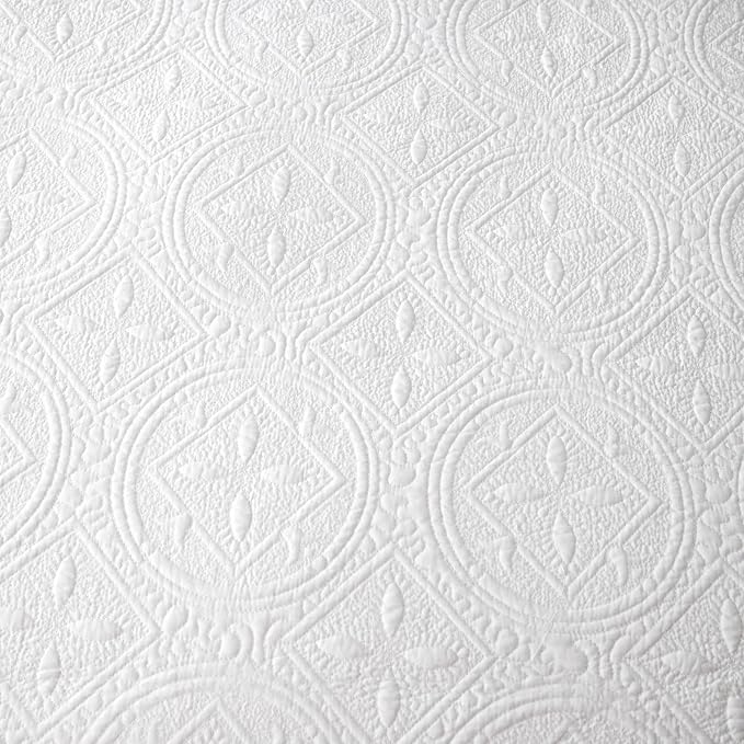 ROOMLIFE Quilt Set Full Size 3D Floral Embroidery Pattern 3-Piece Cotton - Image 3