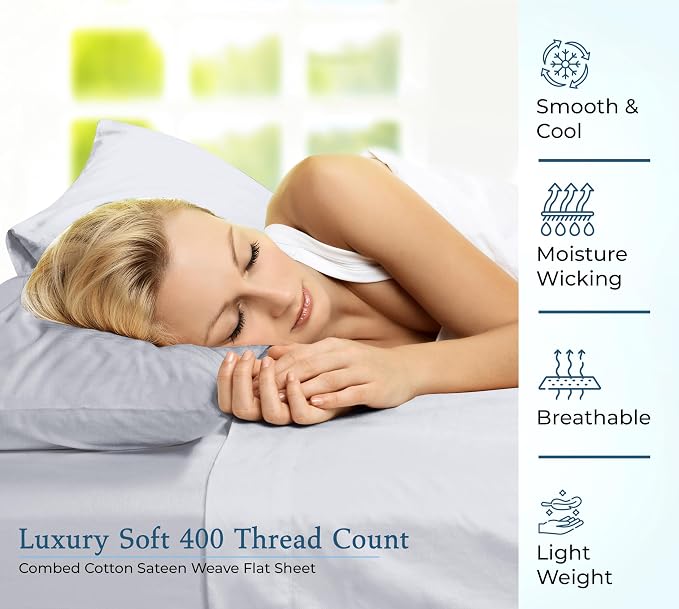 400 Thread Count 100% American Grown Cotton Flat Sheet - Image 5