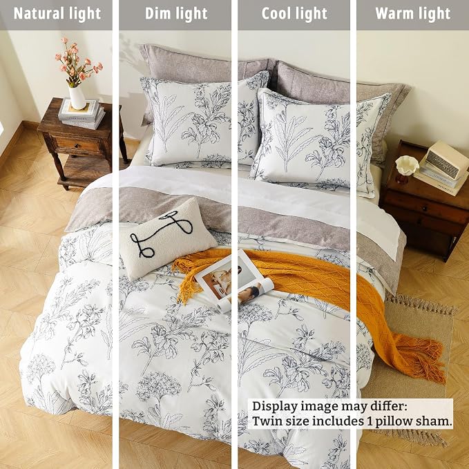 LEMIROE Floral Cotton Comforter Twin Size 2Pcs - Image 6