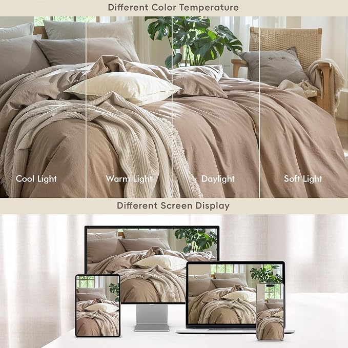 MooMee Bedding Duvet Cover Set 100% Washed Cotton Linen Like Textured - Image 7