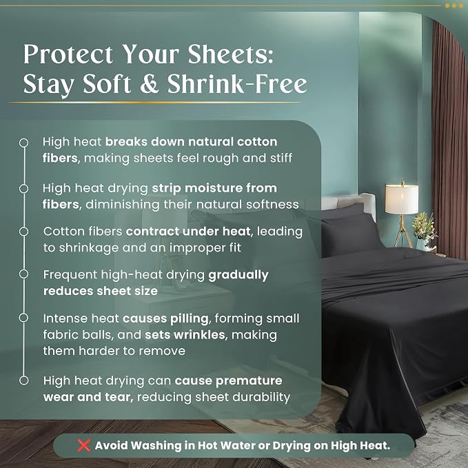 100% Cotton Sheets King Size Sheets Set - Image 7