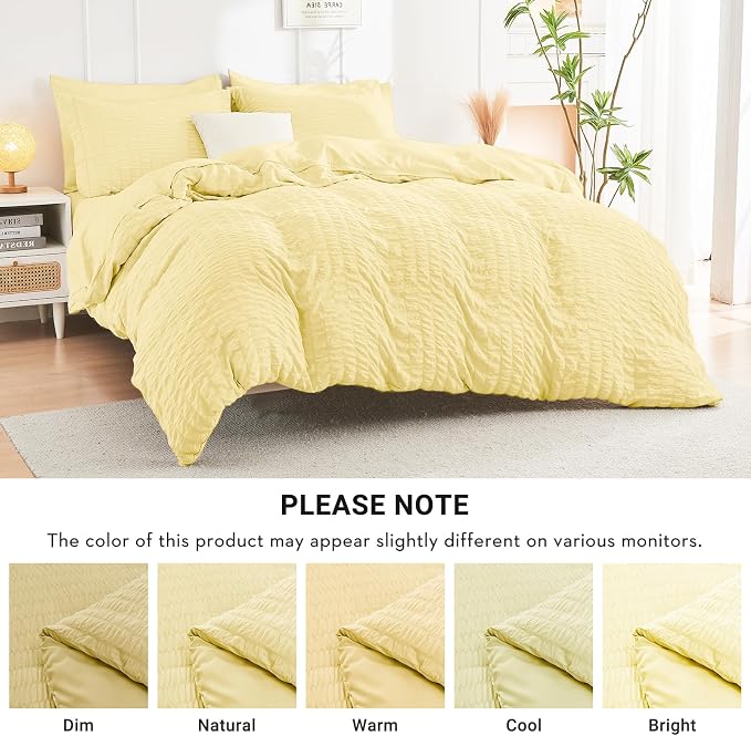HYMOKEGE Yellow Full Size Comforter Sets Seersucker 7 Pieces, All Season Luxury - Image 5