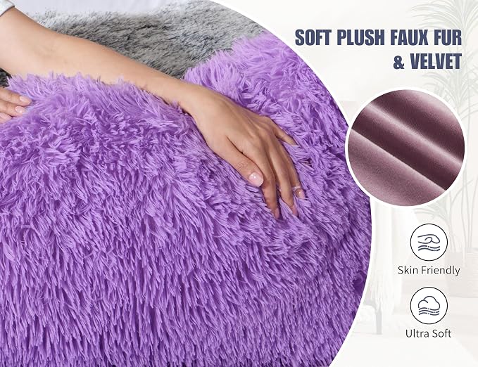WSOFRLAC Purple Body Pillow for Day Bed Queen Bed Set 20x54 King Size Lumbar - Image 5