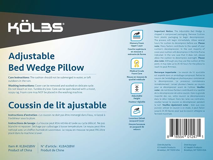 Kolbs Memory Foam Adjustable Bed Wedge Pillow - Image 9