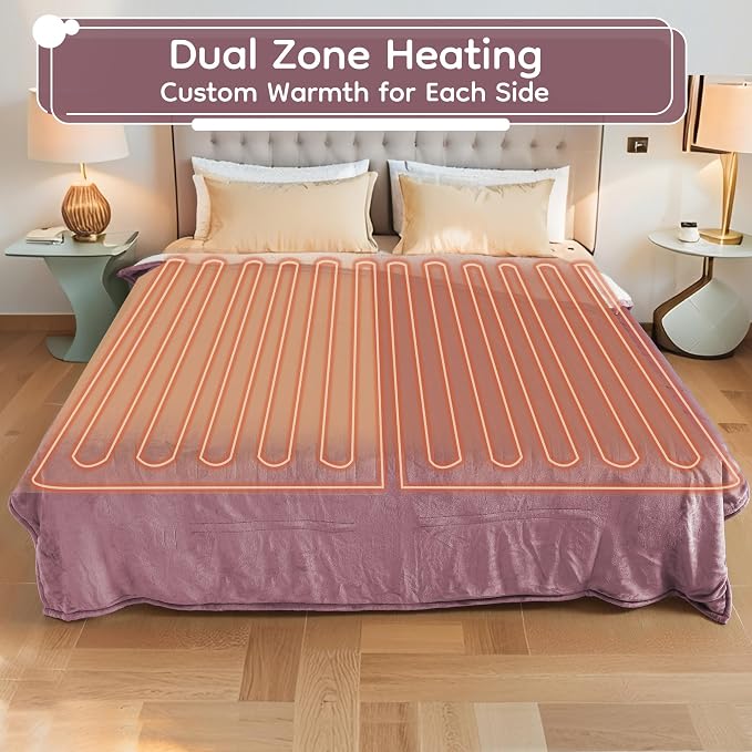 LaffyLo Electric Heated Blanket King Size 90 x 100, Dual Control, Fast Heating - Image 4