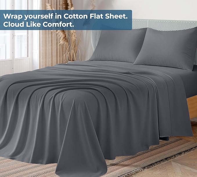 Royale Linens 100% Organic Cotton Twin Flat Sheet Only - Image 2