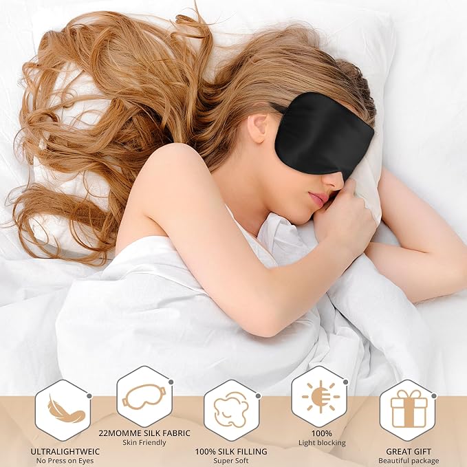 Silk Sleep Mask 100% 22 Momme Mulberry, Sleep Eye Mask - Image 3